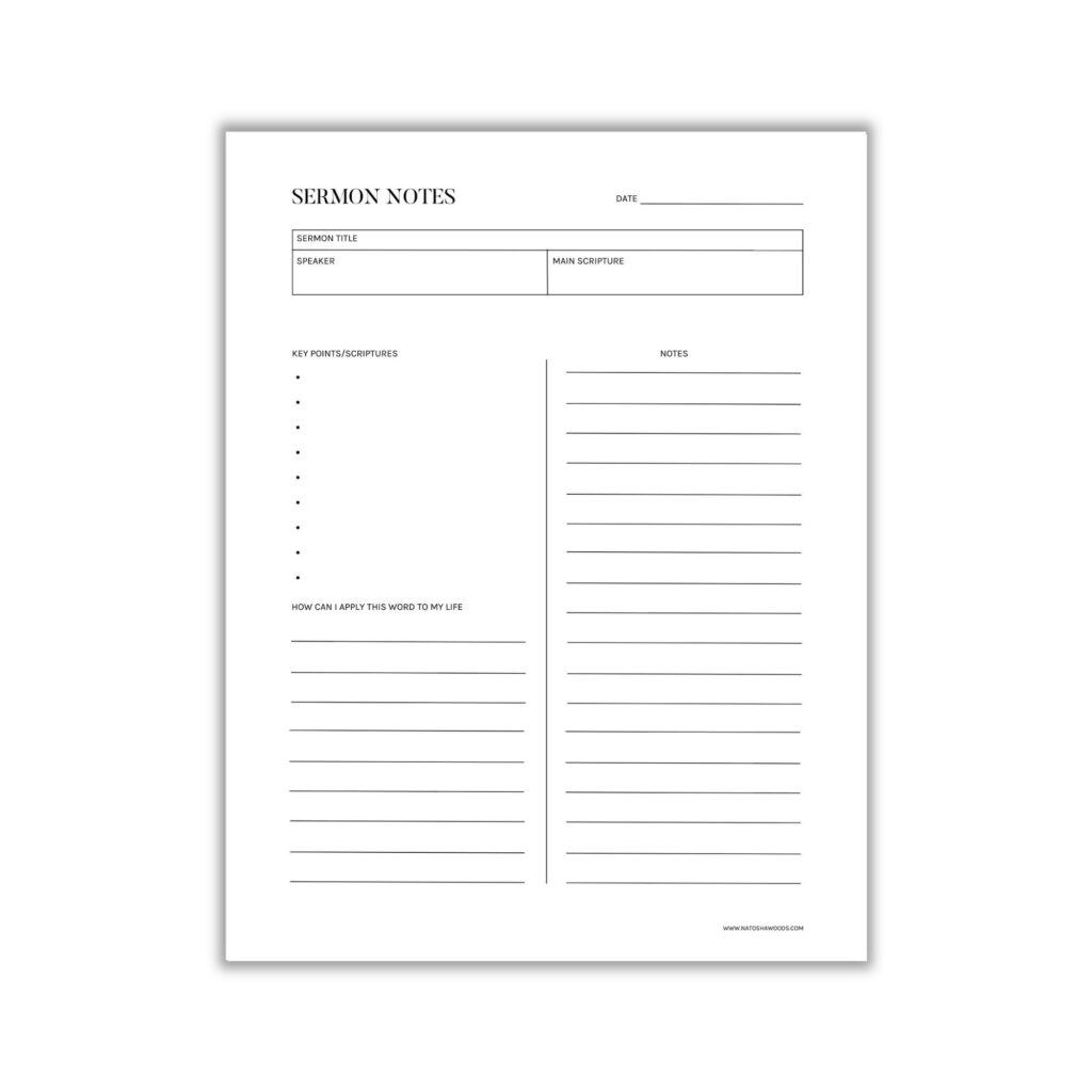 free sermon notes template